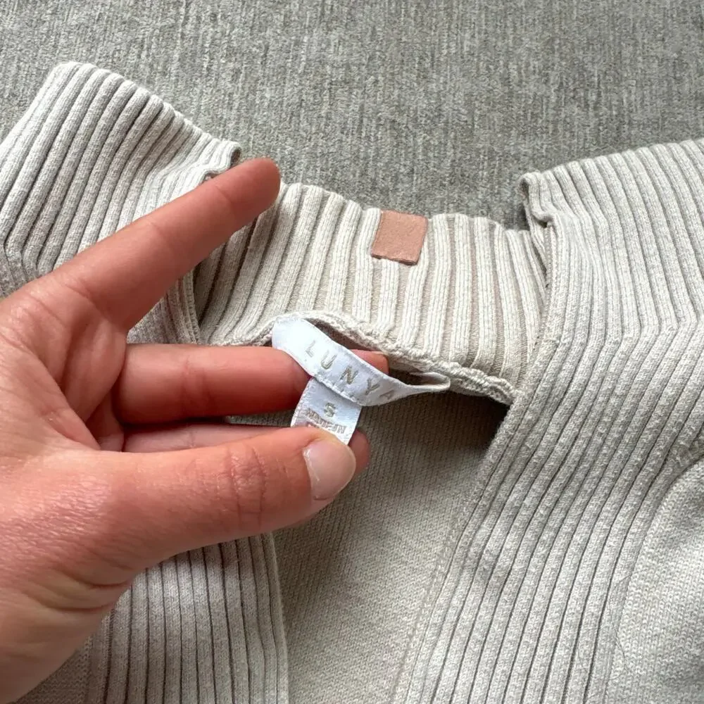 Lunya Beige Quarter Zip Sweater - Picture 2 of 6